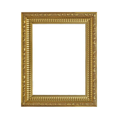 Wall Mural - antique golden picture frame isolated on white