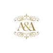 A&A Initial logo. Ornament ampersand monogram golden logo