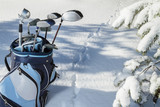 Fototapeta Tęcza - Extreme Golf in snowy forest
