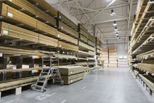 Warehouse With Variety Of Timber For Construction And Repair