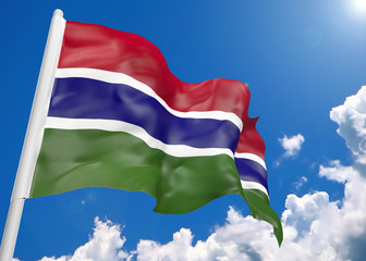 3D realistic waving flag of Gambia