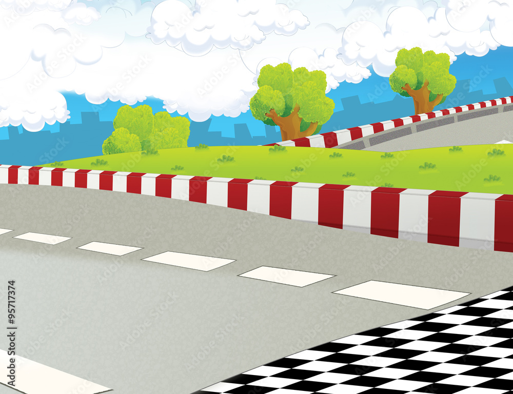 Cartoon Adventure Racing Background Cartoon scene - road background - race truck Stock Illustration | Adobe ...