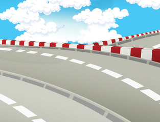 Cartoon scene - road  background - race truck