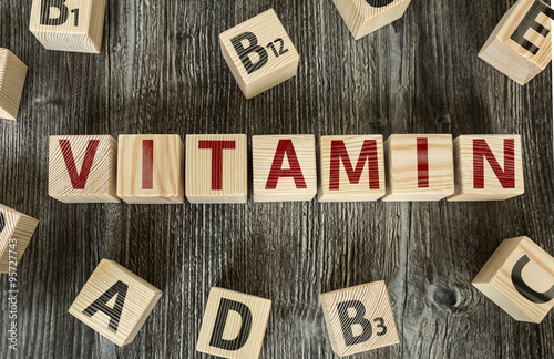 Fotografia Wooden Blocks with the text: Vitamin
