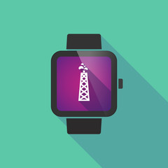 Canvas Print - Smart watch vector icon with an oil tower