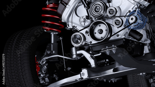 Fotografia  Nahaufnahme eines PKW-Motors