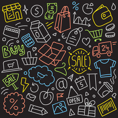 Poster - Different web interface doodle silhouettes. Cartoon style sketch