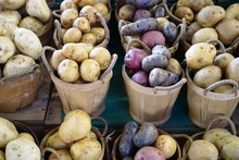 Fresh New Red And White Potatoes At The Farmers Market