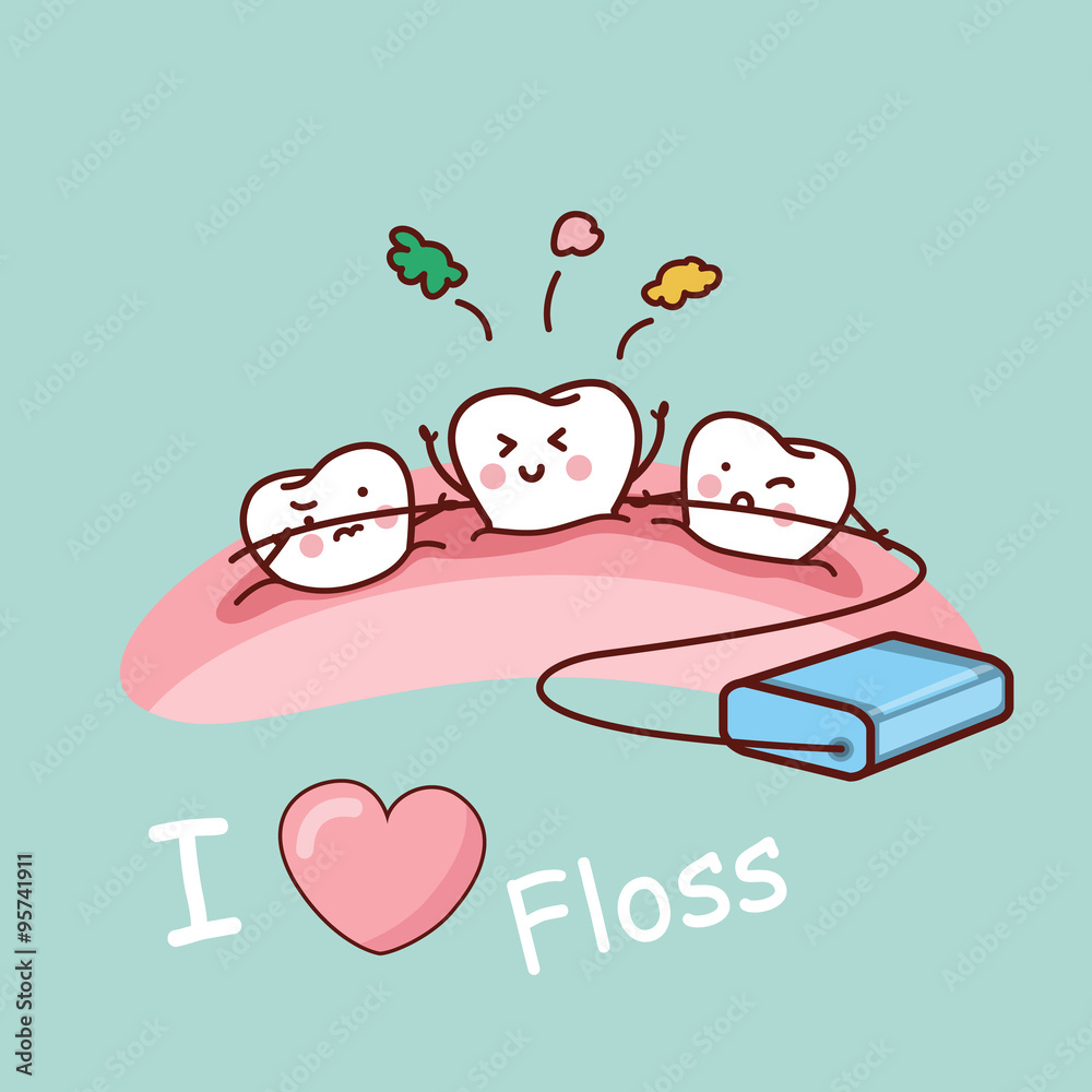 cartoon tooth with dental floss Stock Vector | Adobe Stock
