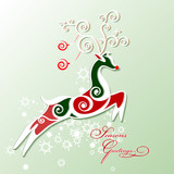 Fototapeta Do akwarium - Rein deer stylized for Season greetings card. Vector.
