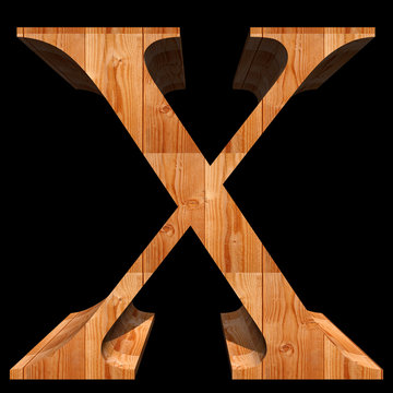 Conceptual 3D abstract wood or wooden brown font isolated