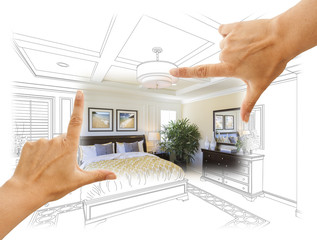 Hands Framing Custom Bedroom Drawing Photograph Combination