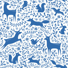 Blue Christmas Forest Pattern