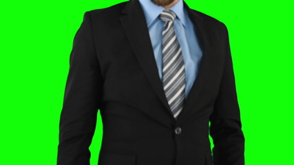 Poster - Businessman using an invisible touchscreen
