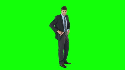 Aufkleber - Businessman scrolling on invisible screen