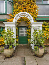 Entrance Door In The Autumn Leaves