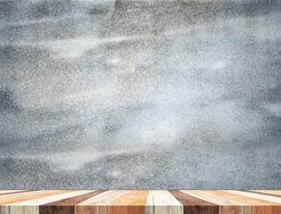 Leinwandbilder - Empty tropical wood table top with dark stone wall,Mock up backg