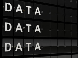 Poster - Aiport board with data word. Archive concept.