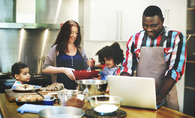 Wall Mural - Family Cooking Kitchen Food Togetherness Concept