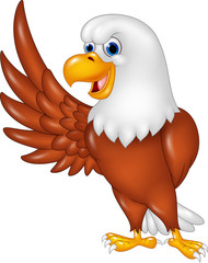 Poster - Cartoon eagle waving isolated on white background