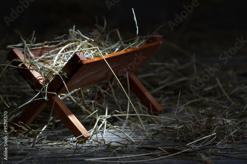 Fotografie, Obraz Manger in the stable abstract christmas symbol