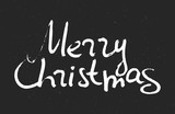 Fototapeta Młodzieżowe - Hand written inscription Merry Christmas. Design element for banner, card, invitation, label, t-shirt, postcard, poster. Scribble vector illustration.