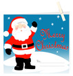 Santa Claus Merry Christmas card with peg