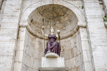 Statue On The Fountain Della Dea Roma In The Square Of Rome, Capital Of Italy