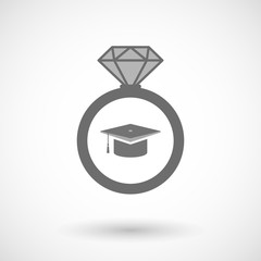 Wall Mural - Isolated vector ring icon with a graduation cap