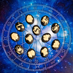 Wall Mural - all astrology sign of the zodiac on a chart