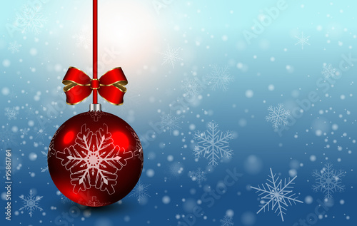 Foto-Schiebegardine mit Schienensystem - Christmas background with glossy balls and snowflakes (von Cobalt)