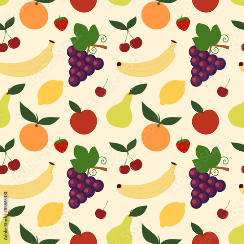 Naklejka - mata magnetyczna na lodówkę fruit mix seamless vector pattern background illustration