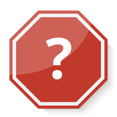 White Question Mark icon on red stop sign web app