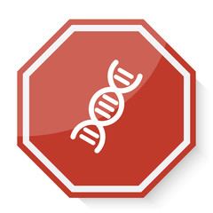 White Dna icon on red stop sign web app