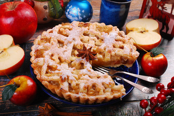 Wall Mural - homemade christmas apple pie