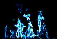 Blue Flame Fire On Black Background