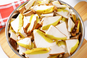 Poster - Bowl of sliced mushrooms