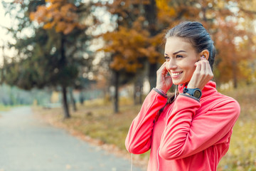 Running in the autumn park