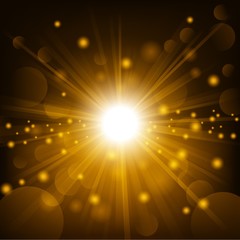 Wall Mural - Gold shine with lens flare background
