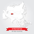 Kyrgyzstan. All the countries of Asia. Flag version.