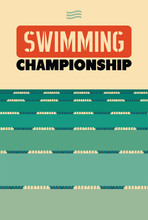 Typographical Vintage Style Poster For Swimming Championship. Retro Vector Illustration.