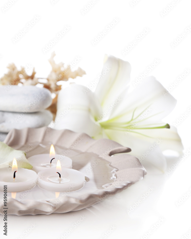 Beautiful composition of spa treatment, isolated on white