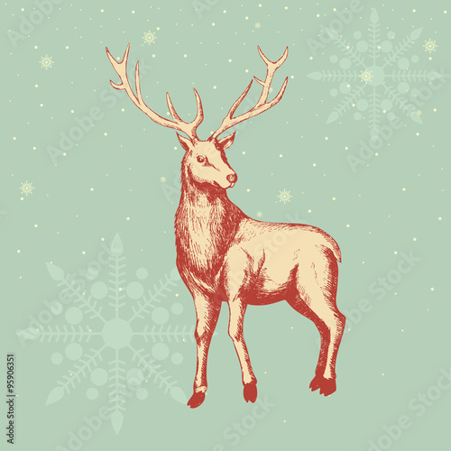 Deer Sketch For Christmas Theme Stock Vector | Adobe Stock