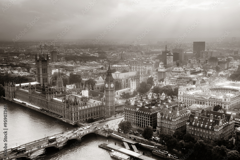 Westminster aerial - obrazy, fototapety, plakaty 