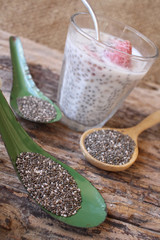 Canvas Print - Chia seeds and milk with strawberry