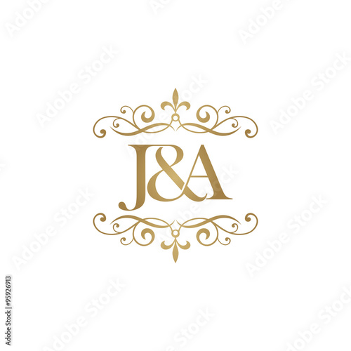 J&A Initial logo. Ornament ampersand monogram golden logo - Buy this ...