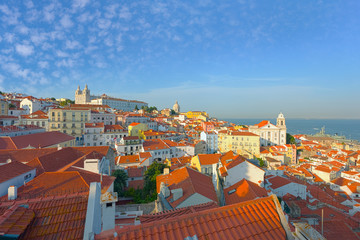 Canvas Print - Old district of Lisbon in the evening