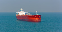Tanker At Anchor In The Strait Of Singapore