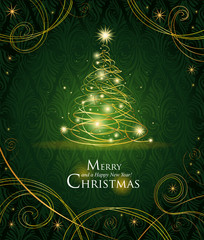 Wall Mural - Modern golden Christmas tree