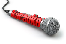 Karaoke Party Concept. Two Microphones With Text.